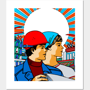 Soviet Worker's Poster - Recolored, Refinished, Communist, Propaganda, Vintage, Soviet Union Posters and Art